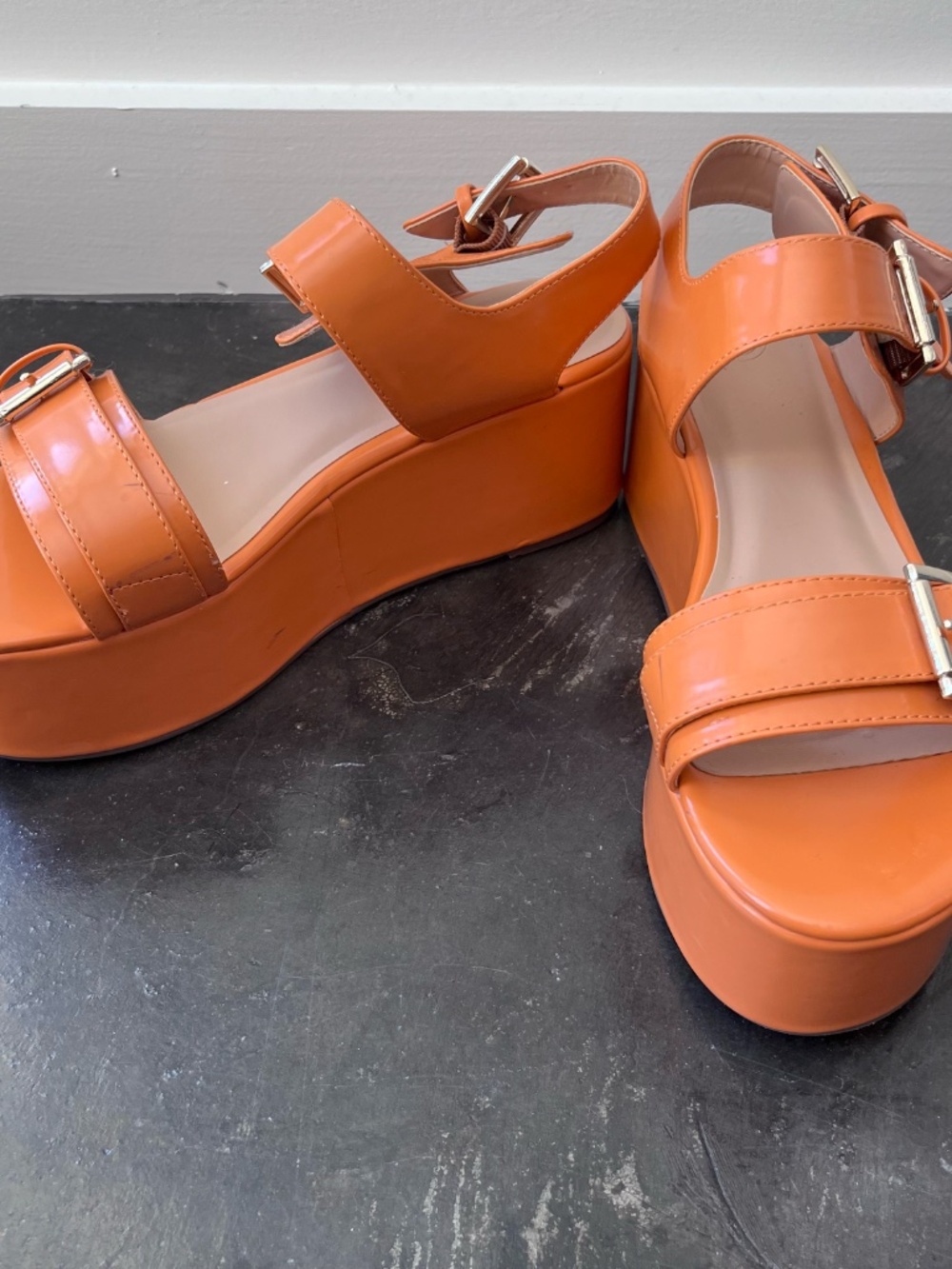 Urban Outfitters Orange "Violet" buckled platform sandal women 8 - Picture 10 of 13